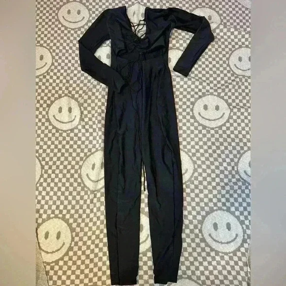 SKIMS size extra large black onyx lace up cat suit lace-up cat suit full body - Picture 3 of 4